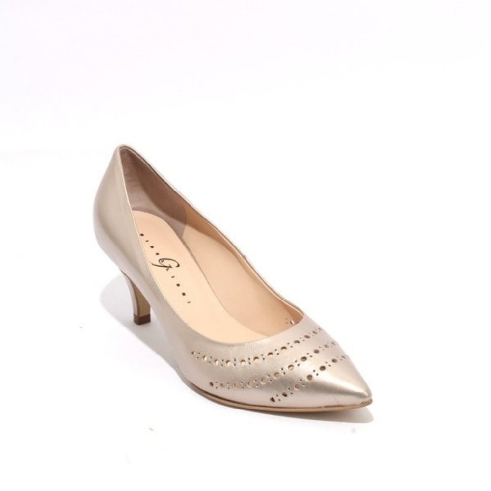 ITALIAN Light Gold Leather Classic Heel Pumps